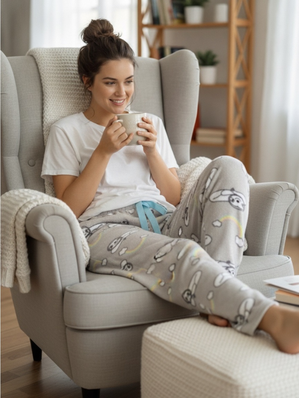 Tano Gray Fleece Joggers with Pastel Rainbow Accent